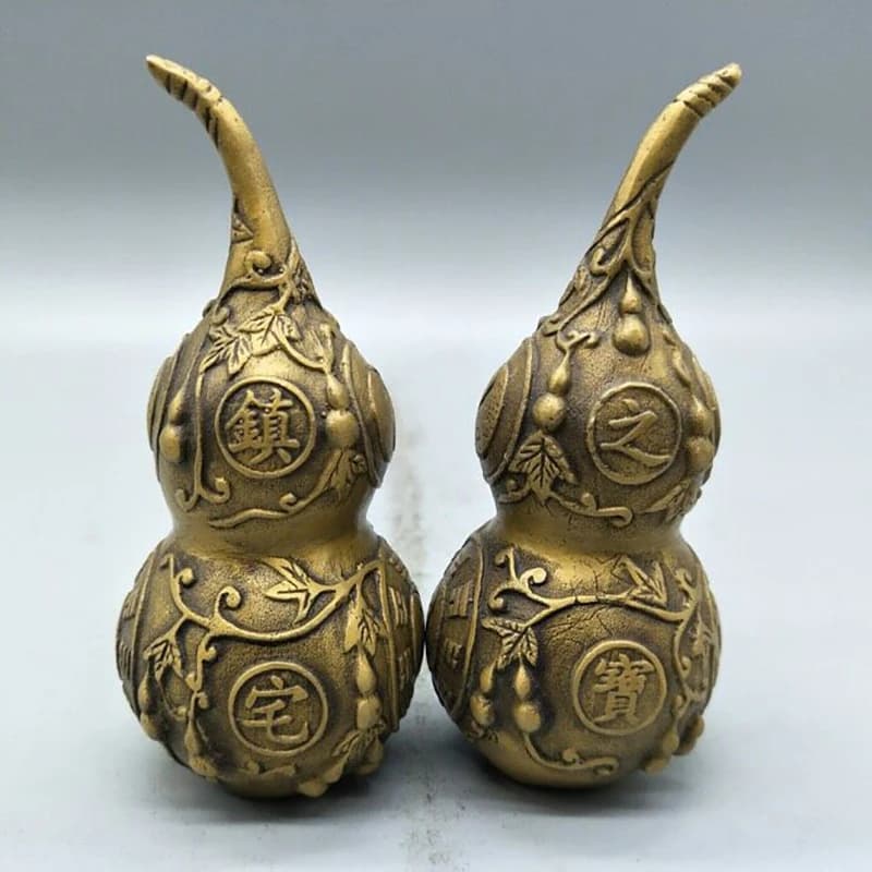 Antique Bronze Collection: Ornament, Treasure for Home Protection, Brass Gourd Decorative Craft