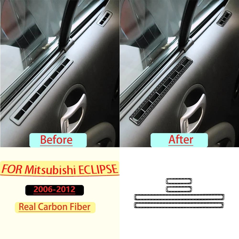 Real Soft Carbon Fiber For Mitsubishi Eclipse 2006-2012 Car A-pillar air vent Trim Customizable Sticker Interior Accessories