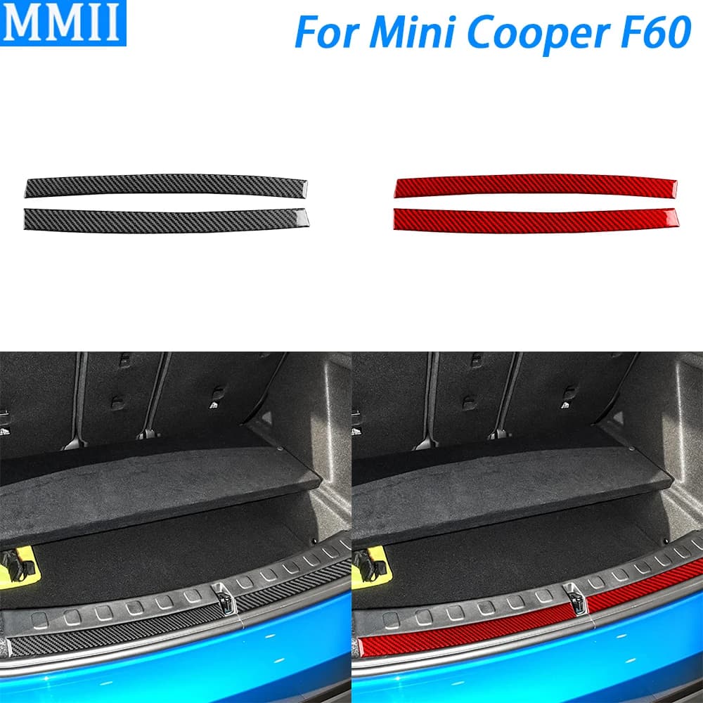 For Mini Cooper F60 Countryman 2017-2023 Carbon Fiber Rear Trunk Bumper Panel Decorative Strips Car Interior Accessories Sticker