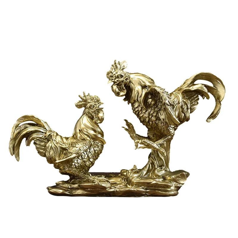 Simulation Golden Rooster Resin Sculpture Crafts Ornament Outdoor Garden Courtyard Home Animal Decoration