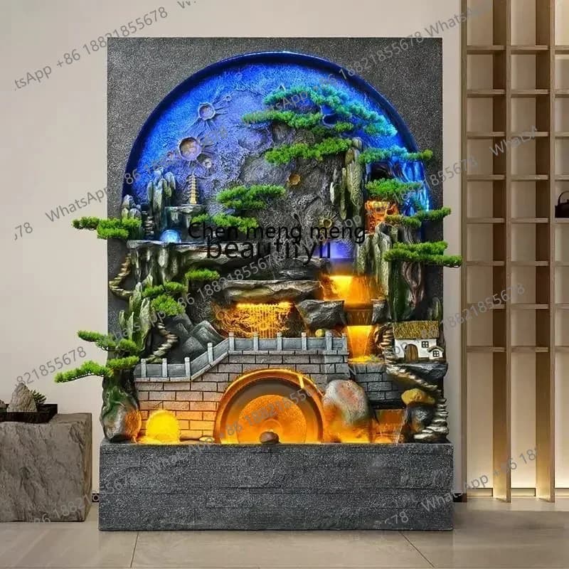 D176  new styleRockery circulating water fountain ornament courtyard Chinese water curtain wall yard screen water feature