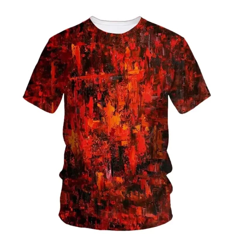 2026 Men's Oversized O-Neck T-Shirt with 3D Printed Art Graffiti Graphics for Streetwear and Harajuku Fashion Style