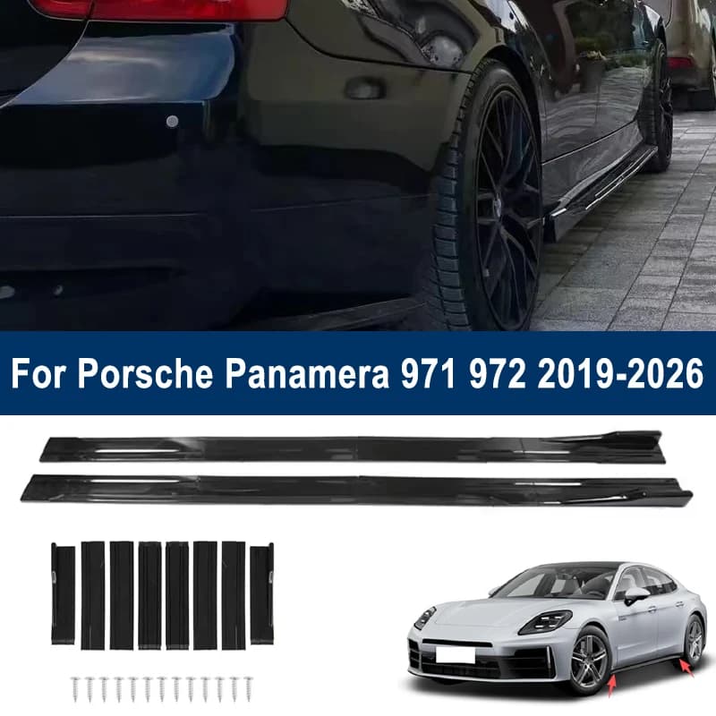 For Porsche Panamera 971 972 19-26 Car Side Skirt Splitters Extended Side Spoiler Sport Body Kit Bumper Lip Modified Parts 8Pcs