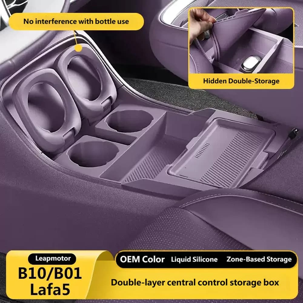For Leapmotor B10 B01 Lafa 5 Car Storage Box Under Central Control Original Vehicle Color Silicone Waterproof Scratch Resistant