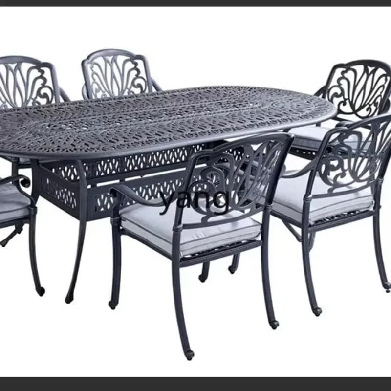 LH Outdoor Long Table Outdoor Balcony Garden Outdoor Cast Aluminum Table and Chair