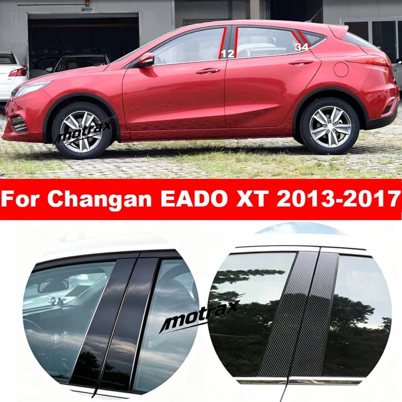 For Changan EADO XT 2013 2014 2015 2016 2017 Exterior B C Pillar Window Trim Cover PC Material Car Middle Pillar Stickers