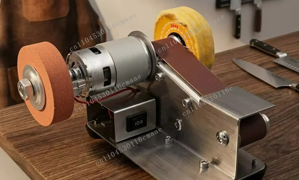 Miniature 15 degree multi-function electric belt polishing machine 24V power supply woodworking grinding tool DIY tool