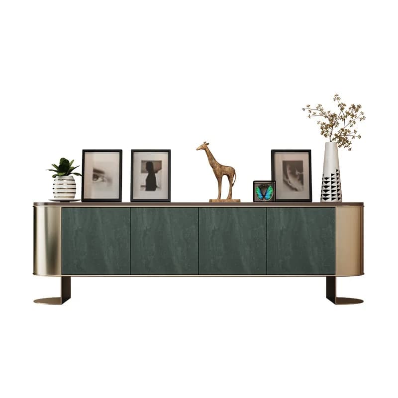 LTT American light luxury TV cabinet Stainless steel storage audio-visual cabinet Solid wood floor cabinet
