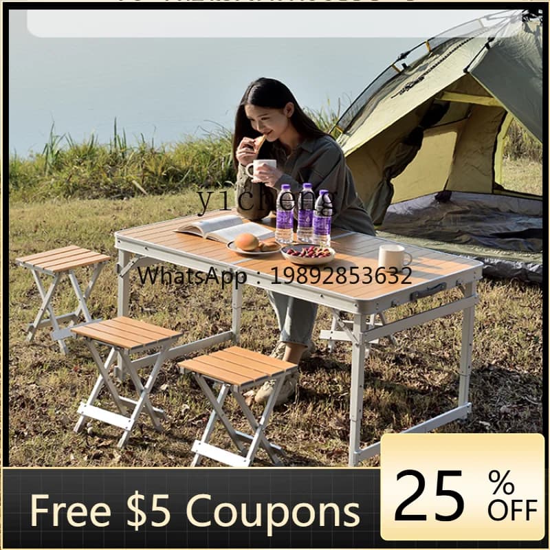 Extended 1.38 M Outdoor Aluminum Alloy Folding Table and Chair Outdoor Dining Table and Chair Home