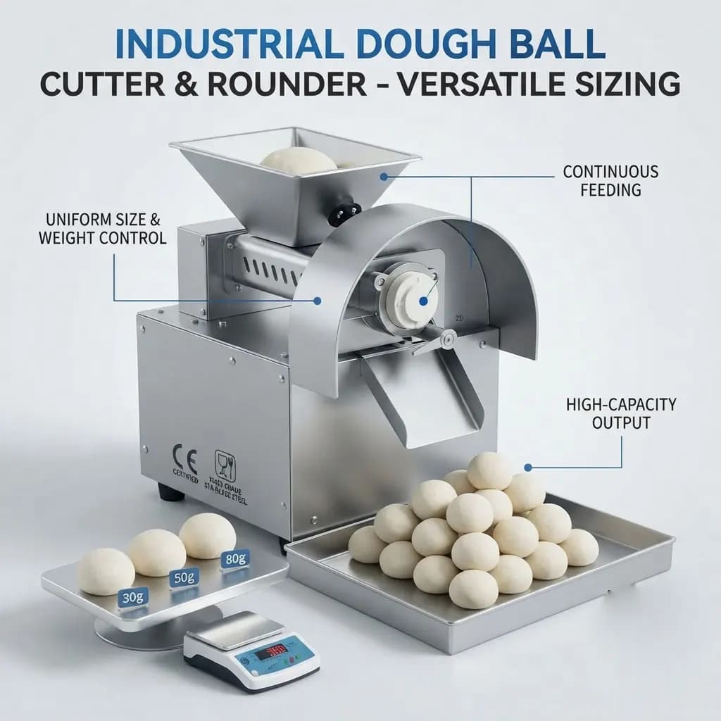 Small Automatic Dough Divider Machine Compact Dough Ball Cutter And Rounder For Commercial Bakery