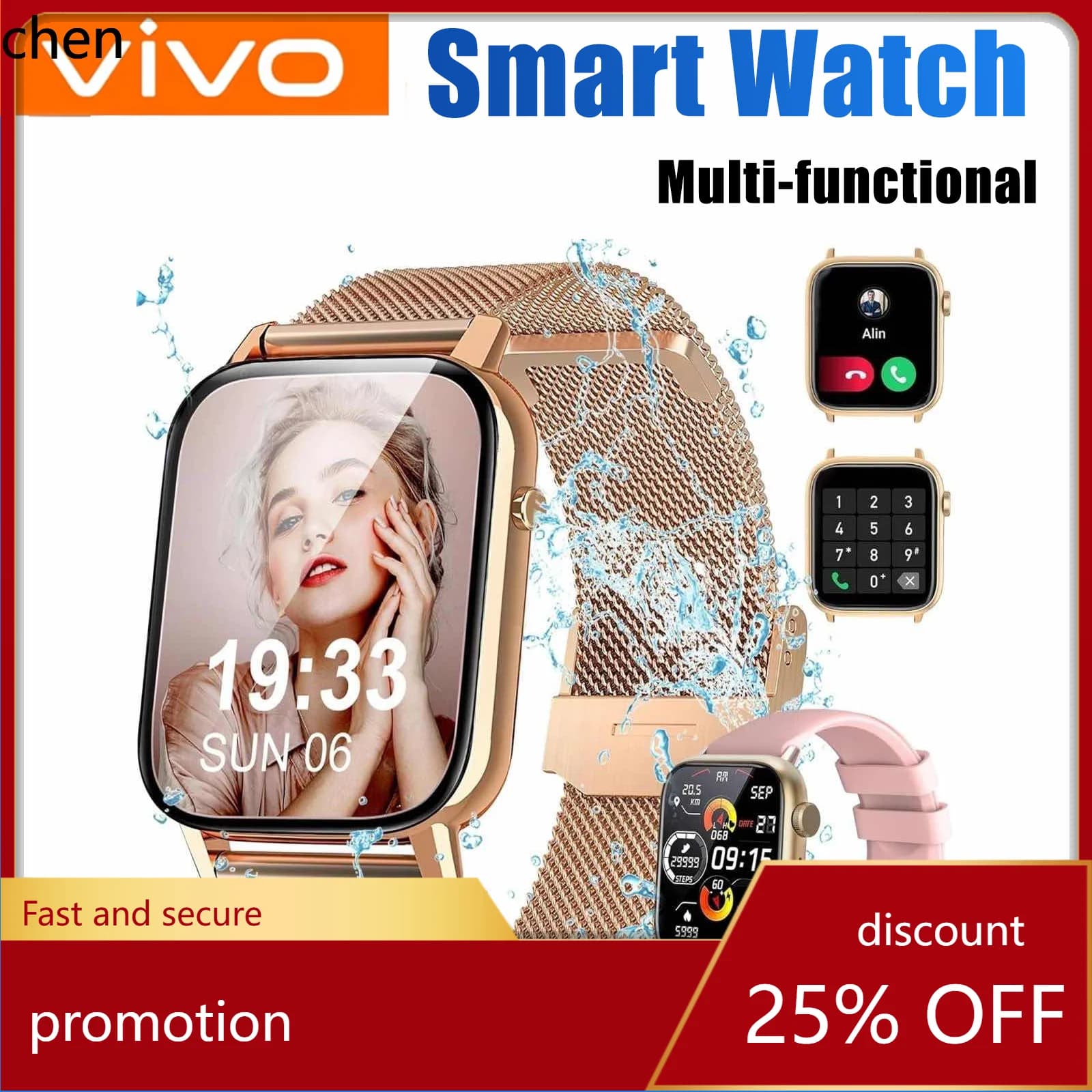 YFY  smartwatch: hd display, answer calls, message preview, sport modes, dialing, weather forecast