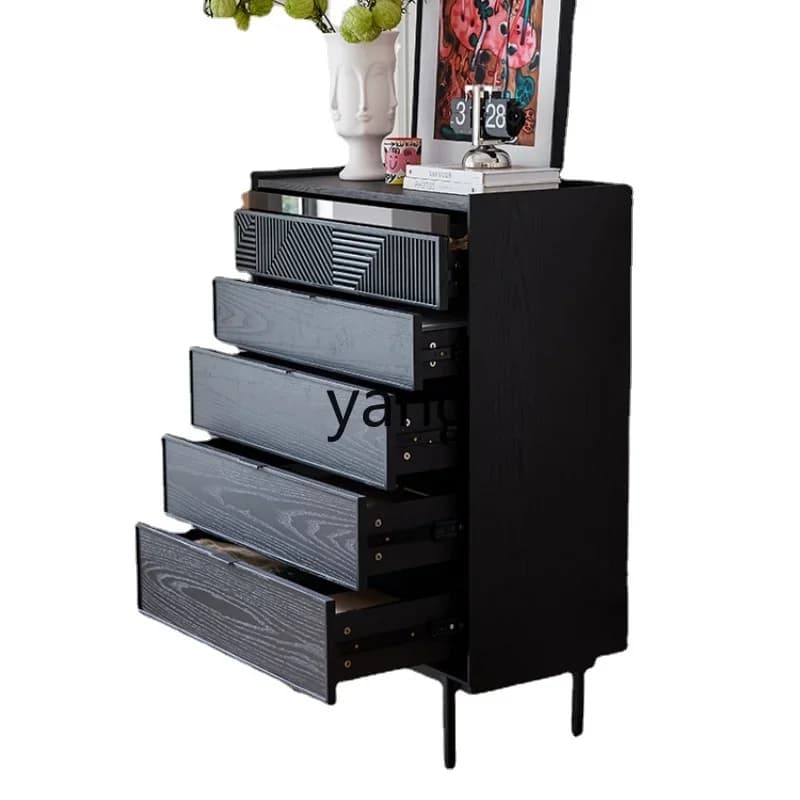 LTT  Modern Light Luxury Solid Wood Chest of Drawers Living Room Storage Chest of Drawer Retro Simple Bedroom Locker