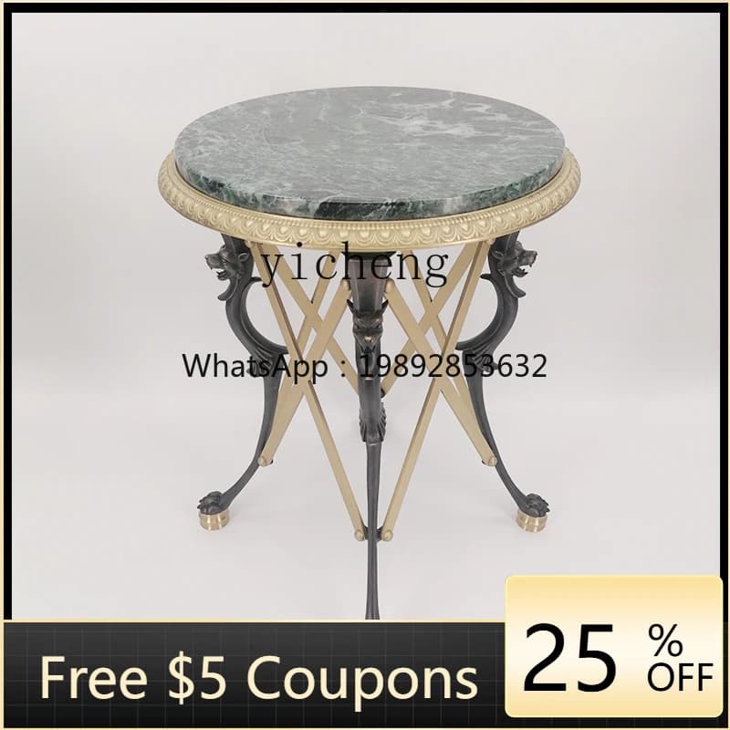 European living room sofa balcony brass small table corner few pure copper small coffee table