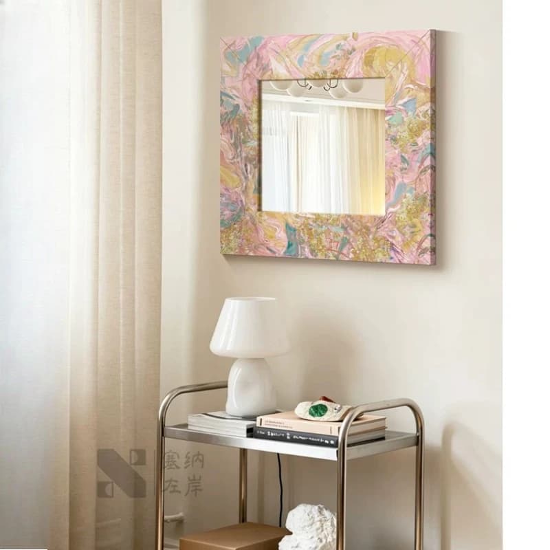 Funky Modern Mirror Decoration Living Room Art Aesthetic Vanity Square Cute Mirror Hanging Cosmetics Espelhos Home Products