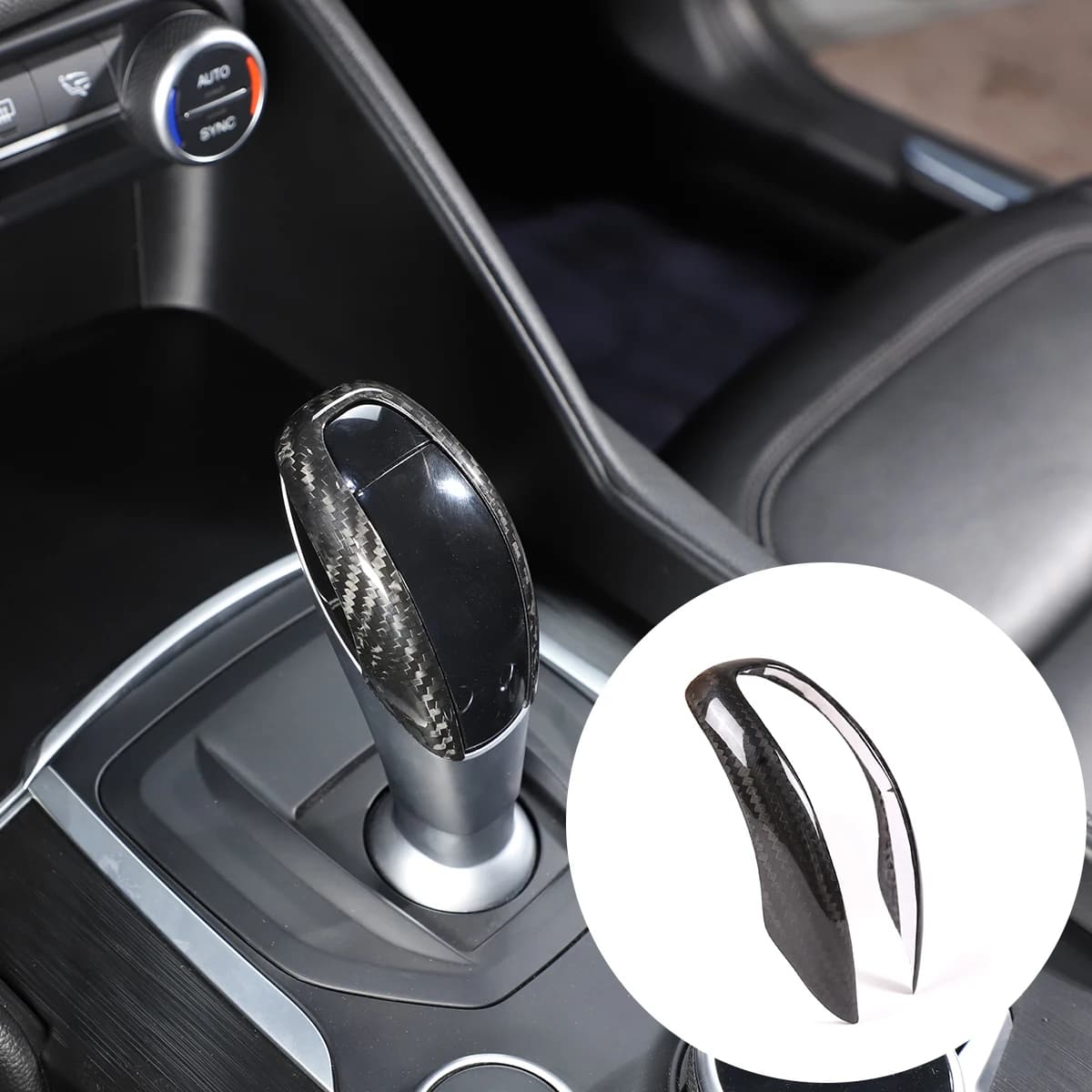 Real Carbon Fiber Car Gear Shift Knob Head Cover Trim For Alfa Romeo Giulia Stelvio 2017 2018 2019 Interior Accessories