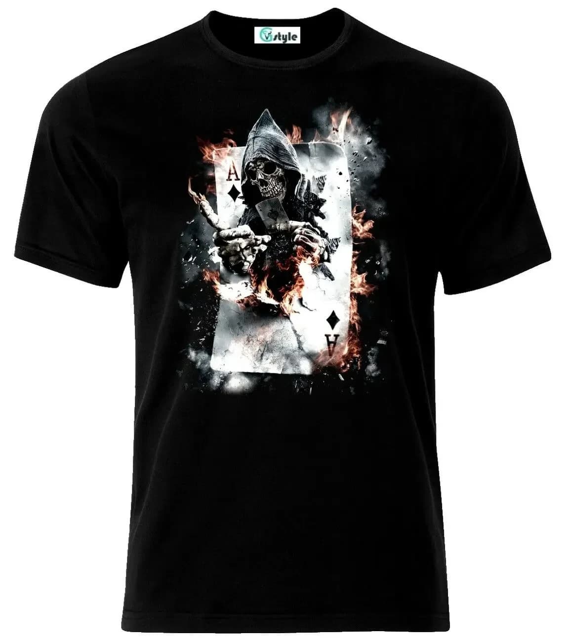 Come and Play. Unique Poker Cards Skull Tattoo T-Shirt. Summer Cotton Short Sleeve O-Neck Mens T Shirt New S-3XL