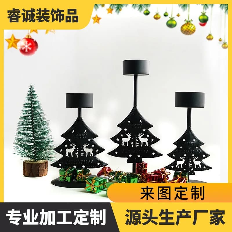Customized Candle Holder Iron Art Crafts Home Black Decorations European Style Festival Decoration