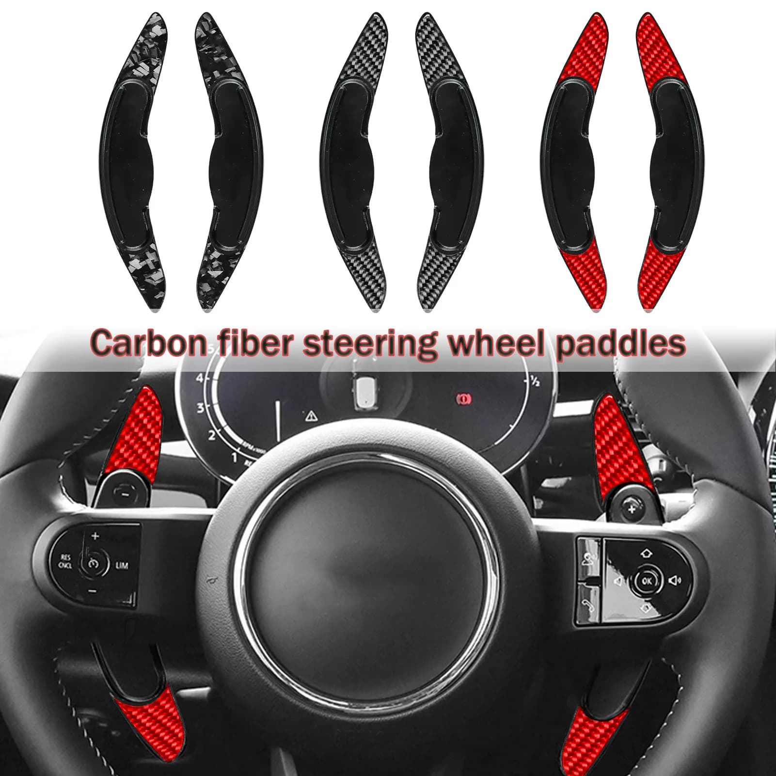 For BMW Mini MINI new carbon fiber shift paddles accessories, steering wheel control modification, interior sticker