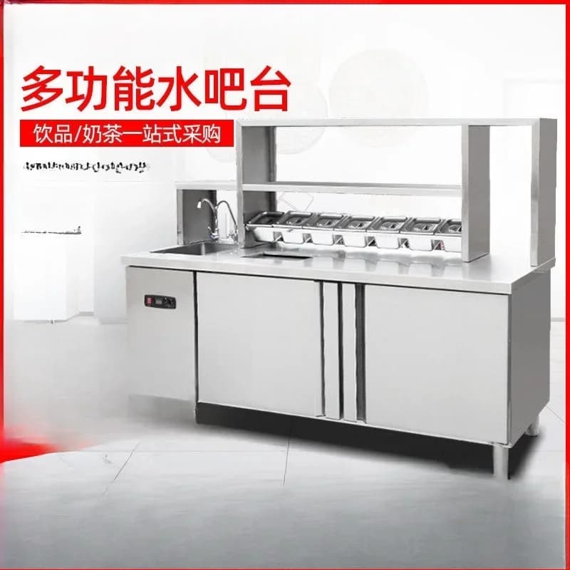Milk tea shop operation table, double temperature refrigeration and freezing workbench