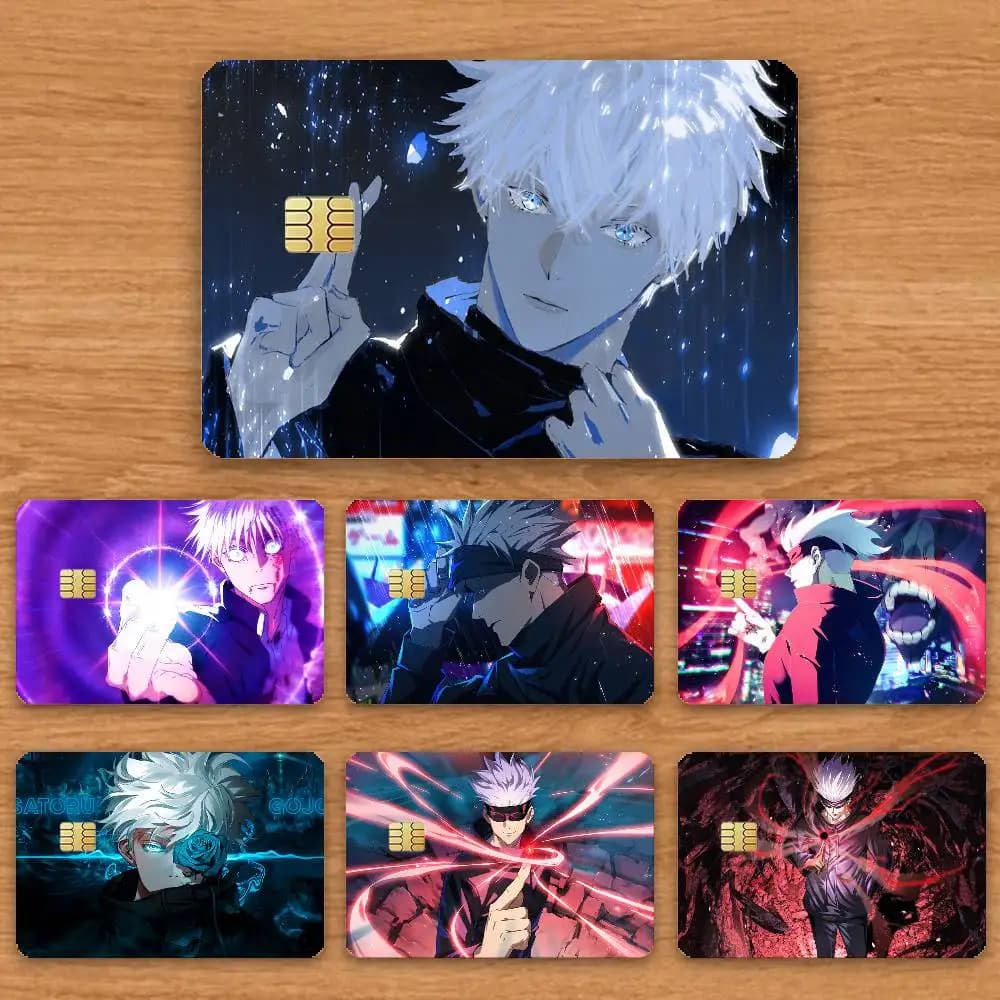 J-Jujutsu SA-Gojo Anime Kaisen  Bank Credit Cards Bus Pass Stickers Cool Decoration Waterproof 4PCS Card