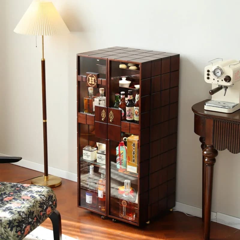 Dental cabinet, tea set, storage cabinet, wine cabinet, North American black walnut log medium and ancient style