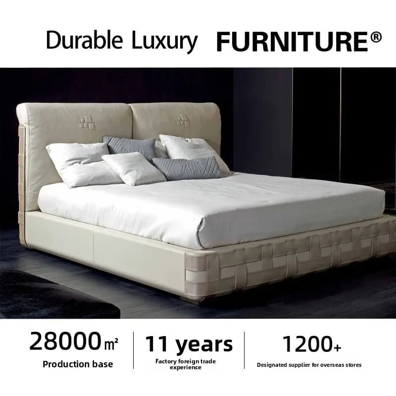 Nordic style braided  fabric double bed  and breakfast furniture export luxury  factory