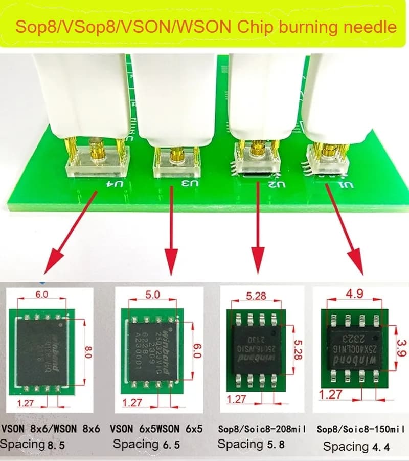 4pcs Soic8 Sop8 tool for wsonvson chip download burn write probe spring needle flash eeprom chip burner cable