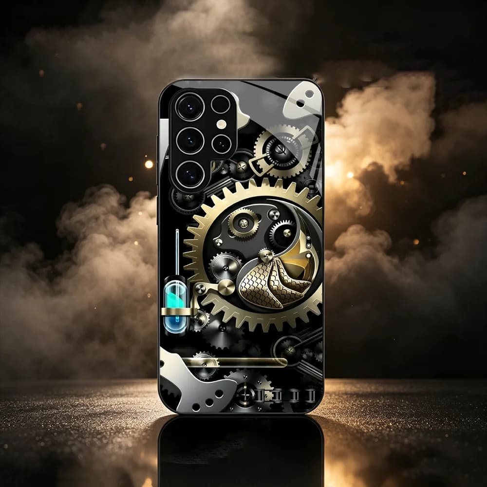 Steampunk Gear Art s26 ultra case s25 ultra case Glass phone case for Samsung Galaxy S26 25 24 23 22 21 FE Ultra Plus Shockproof