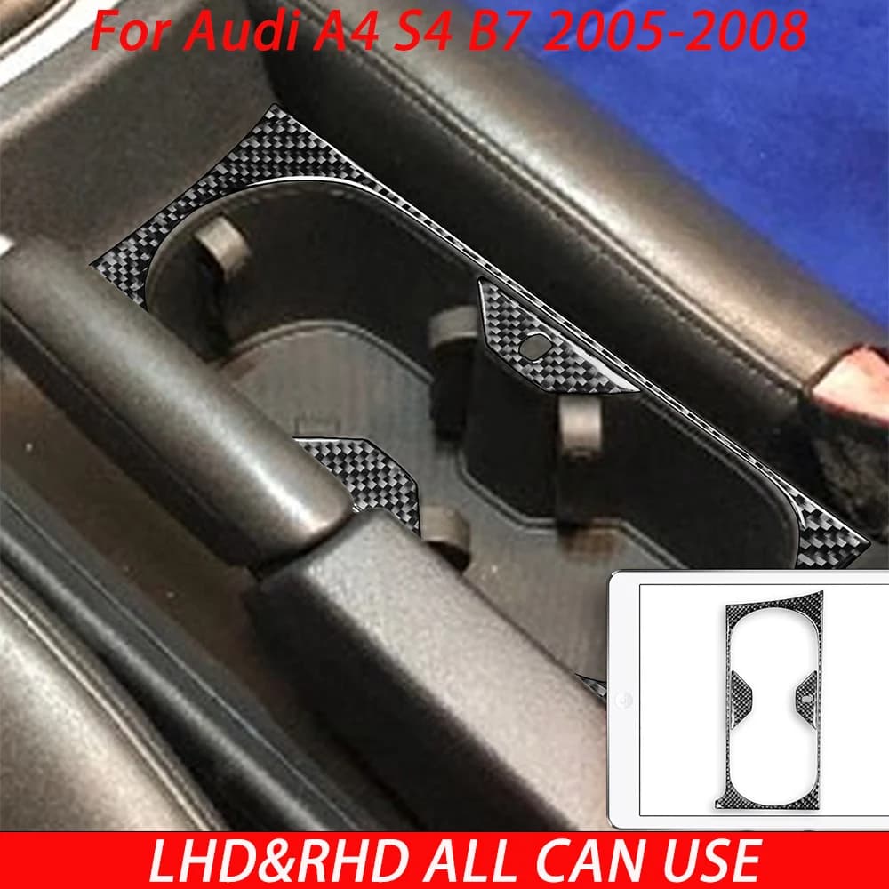 For Audi A4 S4 B7 2005-2008 Carbon Fiber Water Cup Panel Set car Interior Accessories Modifications Decorations Stickers