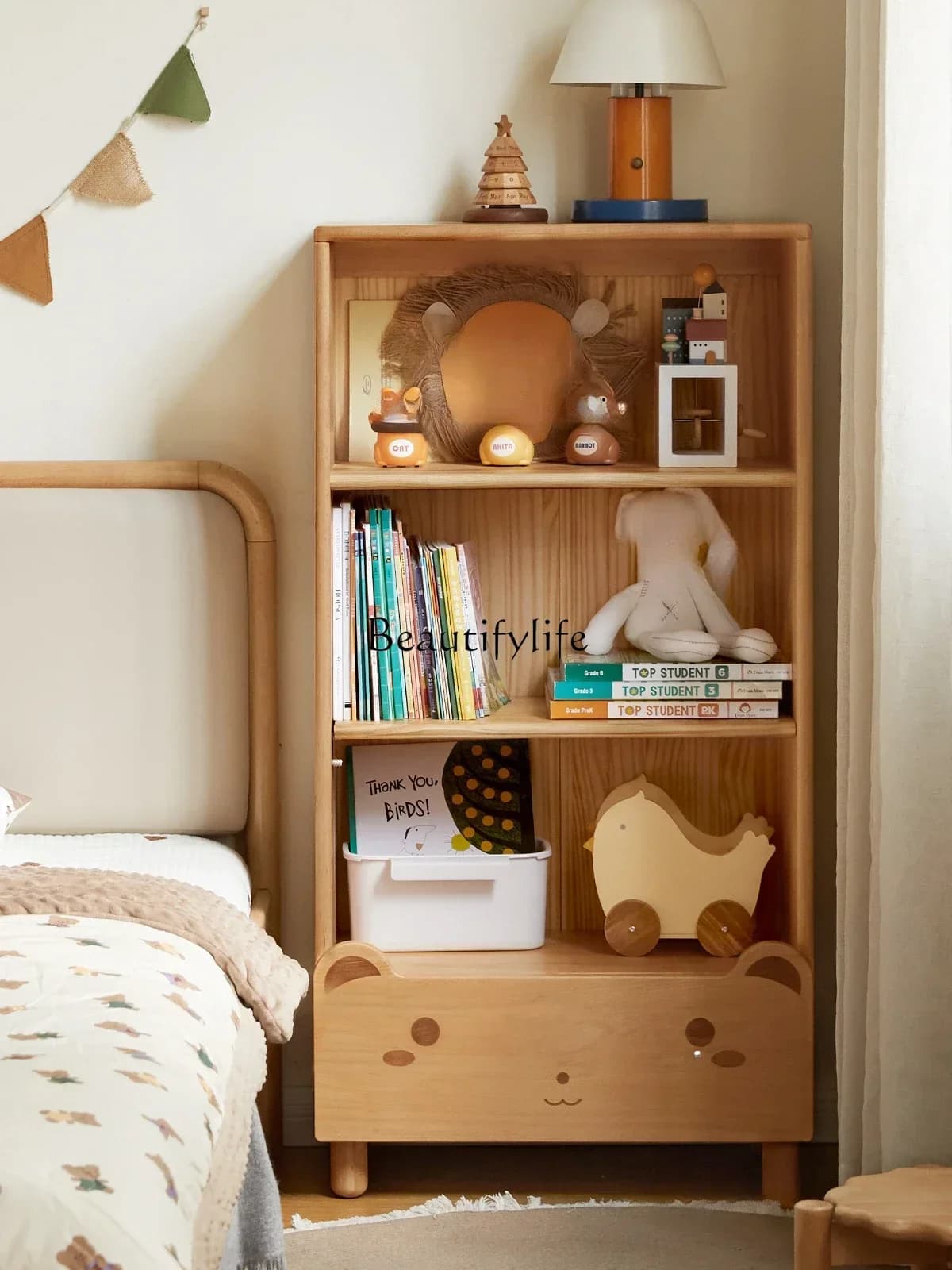 D333All solid wood modern creative free combination bookcase beech simple storage rack