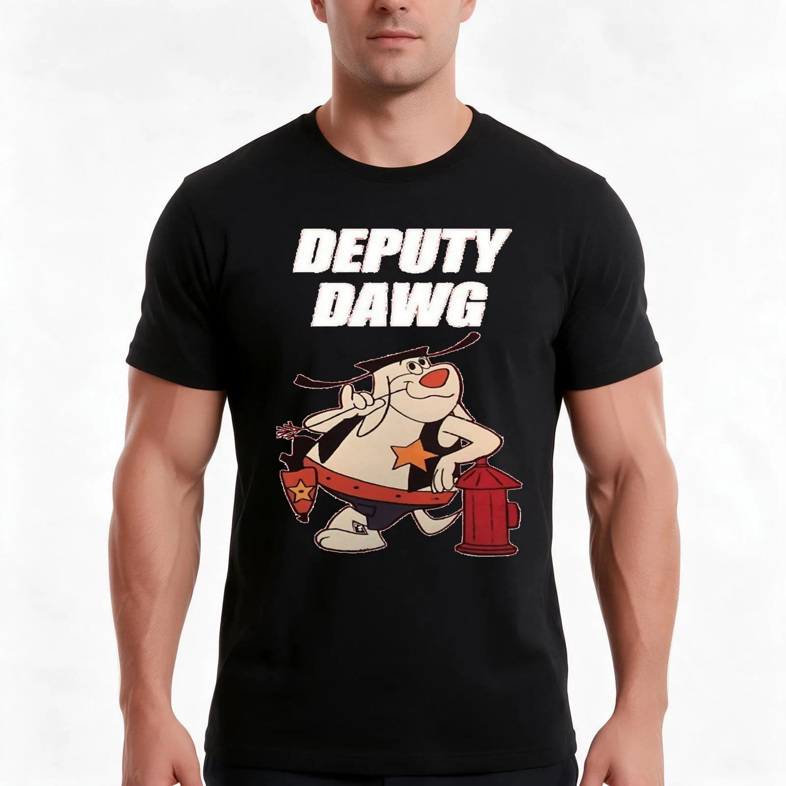 Deputy-dawg-cartoon-Classic- T-Shirt, Summer Casual Cotton Tee, Oversized Streetwear Tops, Vintage Graphic Print, 100% Cotton