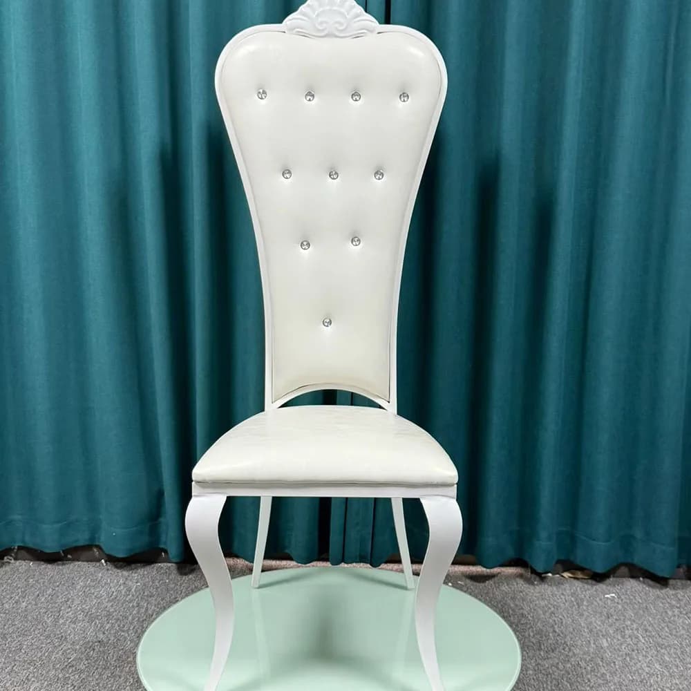 FSDKX Customized Color Leather Cushion Stainless Steel Modern Wedding Chairs Outdoor Hotel High Back Dining Chair