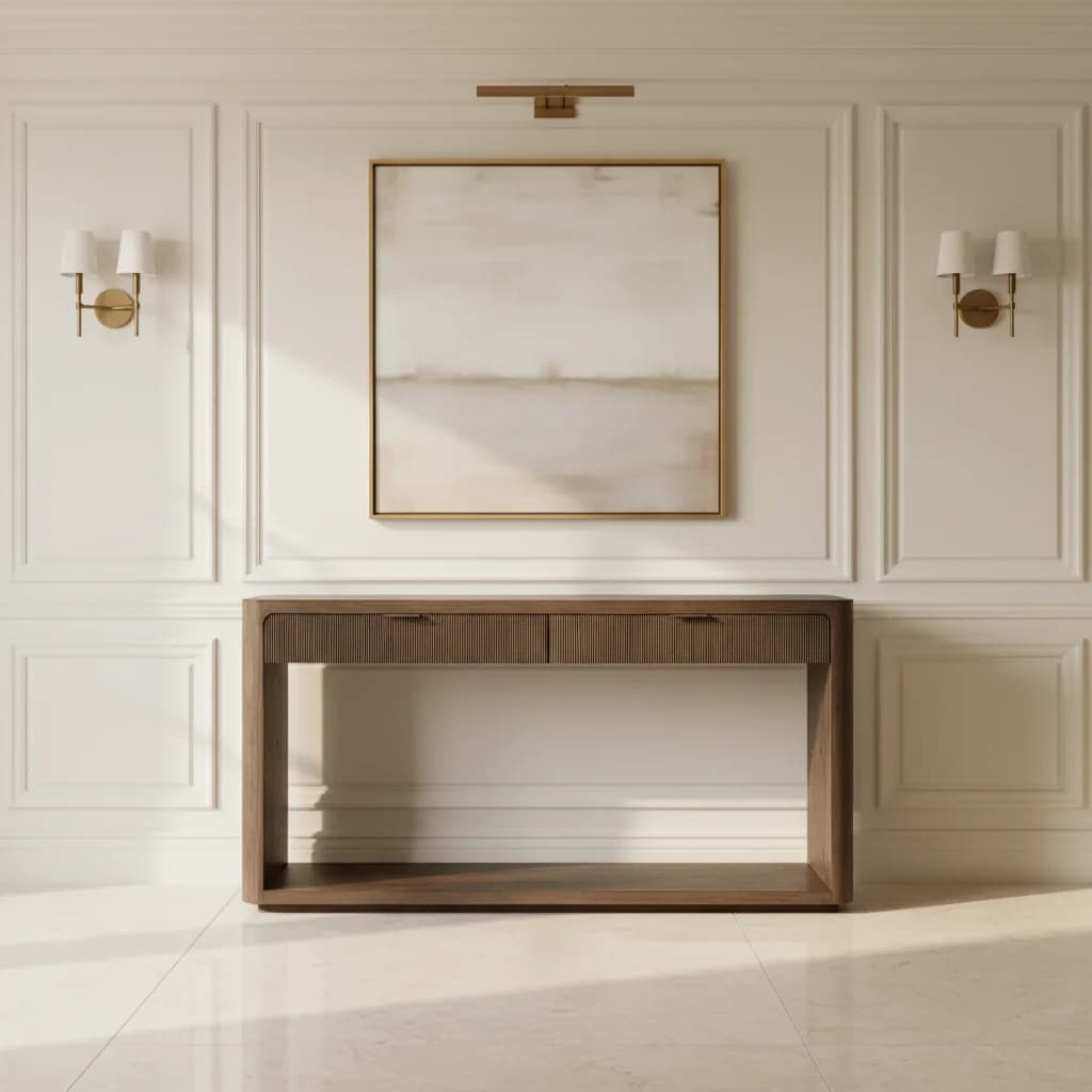 #Luxury Modern Living Room Furniture Entrance Table Set Oak Wood Console Table
