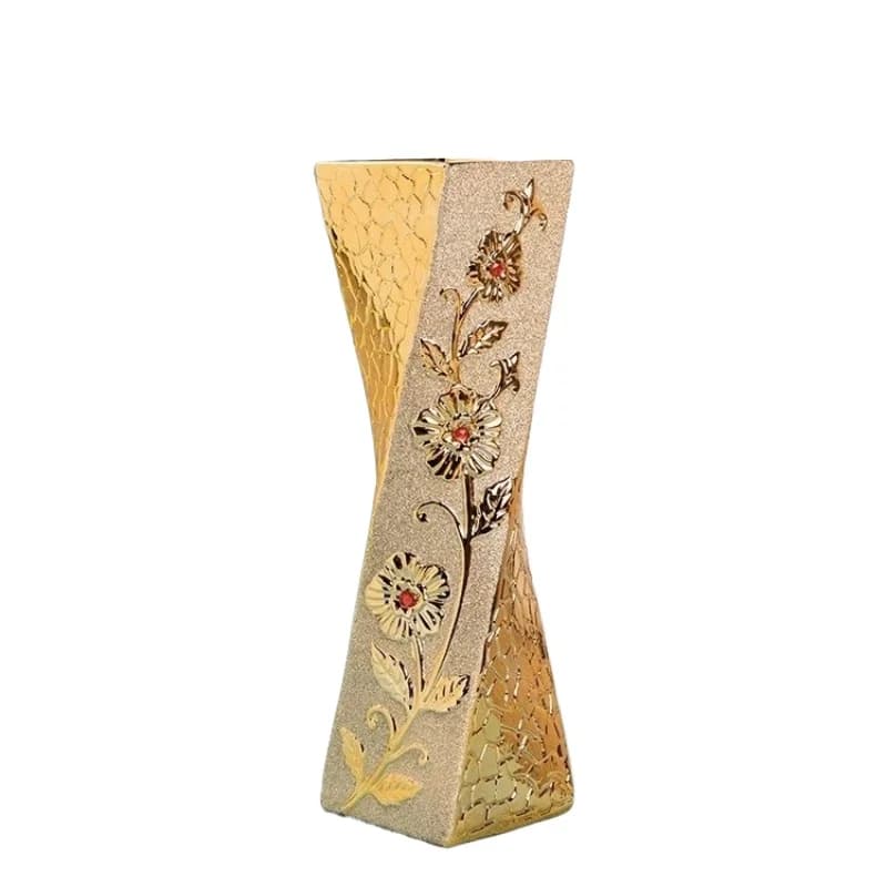 New European Style Gold-plated Ceramic Vase for Home Decoration Creative Design, Wedding Decoration Porcelain Vase