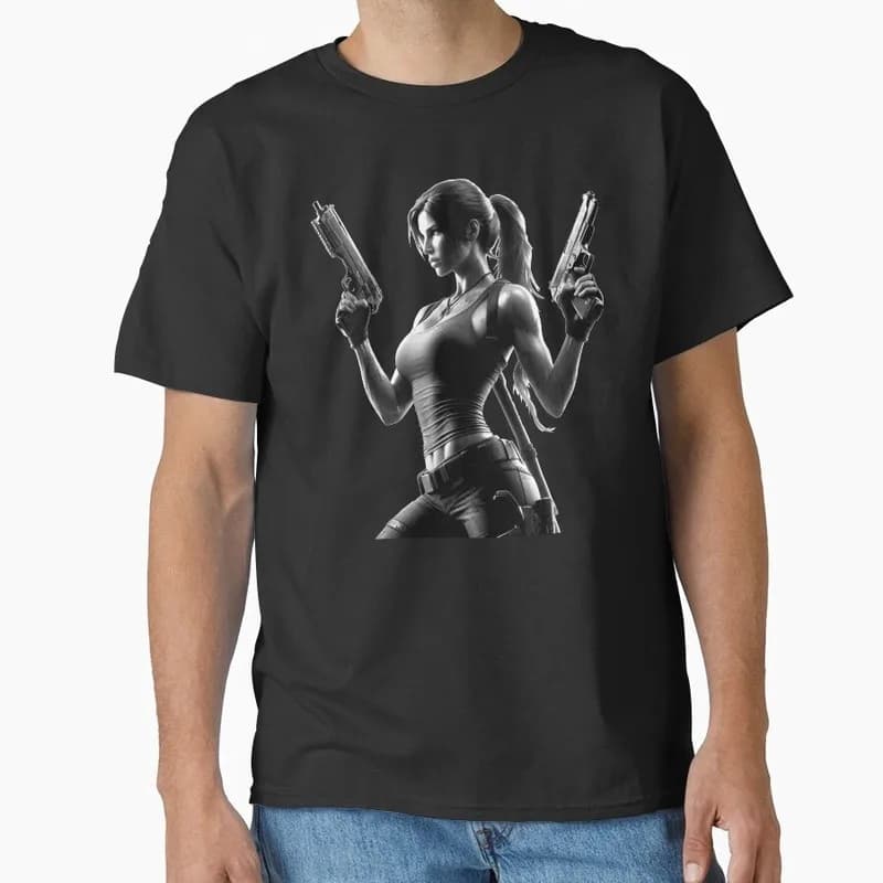 Retro Video game Tomb Raider Angel of Darkness Lara Croft Gift t shirt for gamer 0716 Short Sleeve Graphic Clothes US Size Tee