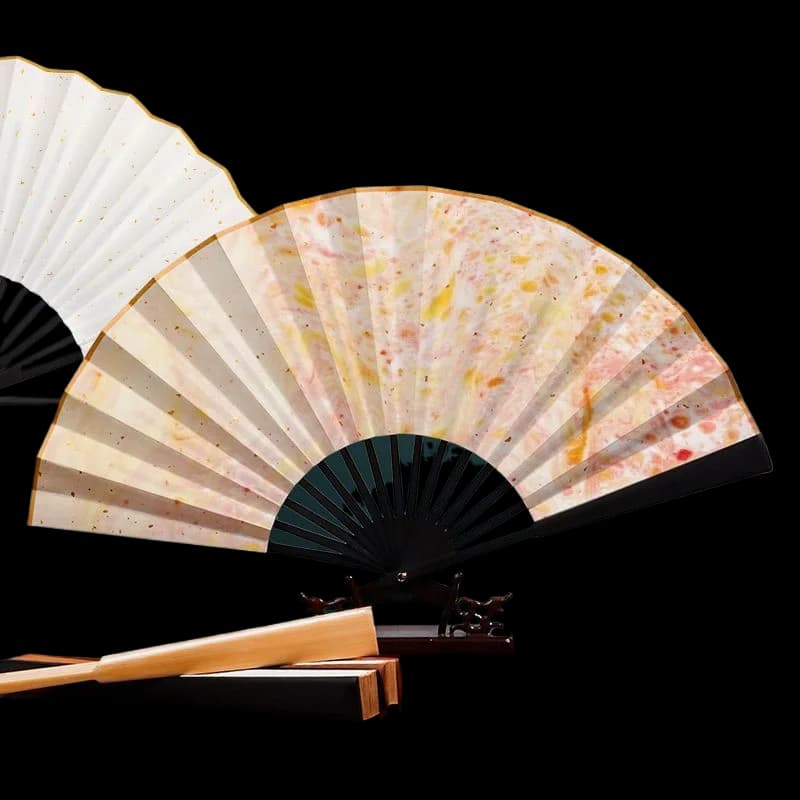 Cultural Creative Lacquer Fan Chinese Style Gold Sprinkled Xuan Paper Fan Blank DIY Calligraphy Painting Hanfu Folding Hand Fan