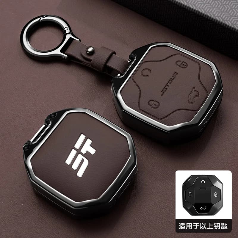 Car Accessories For Chery Jetour Traveller 20242025 Jetour T2 T1 Key Protective Zinc Ally Leather Key Case Holder Cover