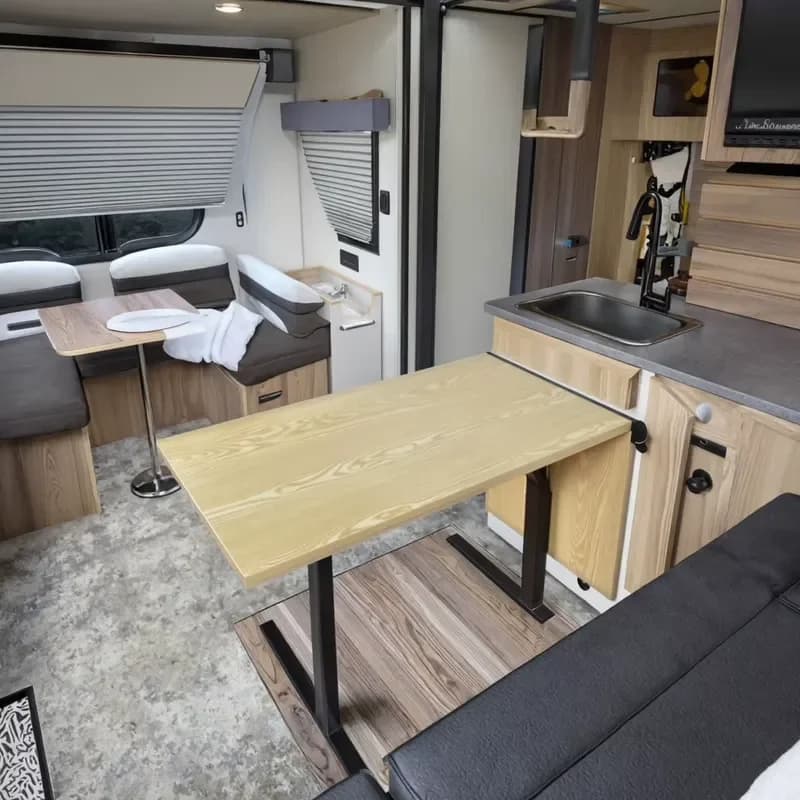 Black Steel Wall Mounted Folding Table Space Saving Retractable Desk for RV Car Camper Durable Compact Design Heavy Duty