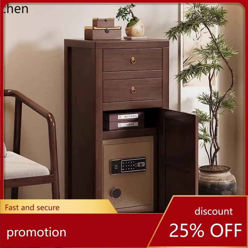 ZML Solid Wood Safe Cabinet for Home Living Room Bedroom Study Entrance Storage Cabinet