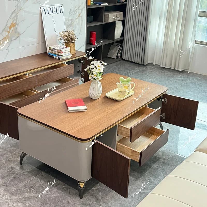 Light luxury minimalist size house type creative high-end walnut color coffee table  FT