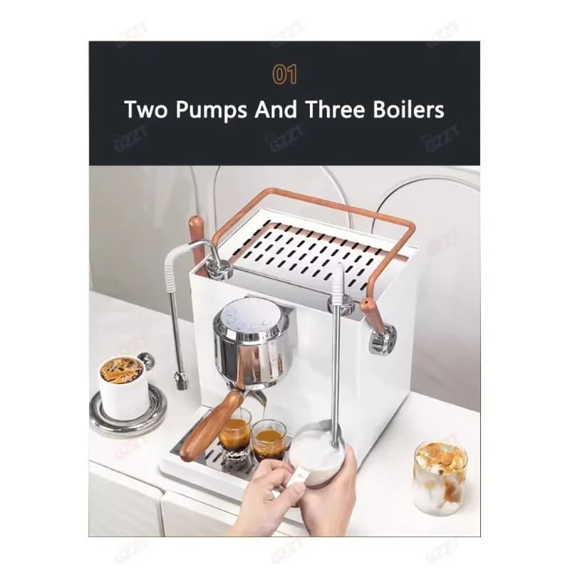 CE GZZT CM-D1 Semi-automatic Espresso Machine Small Commercial Coffee Machine Double Pumps and three Boilers 220V