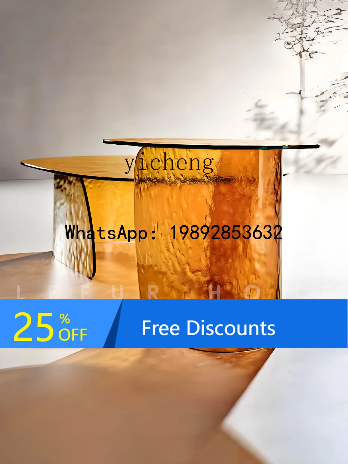 Italian Minimalist Art Glass Coffee Table Oval Living Room Home Small Apartment
