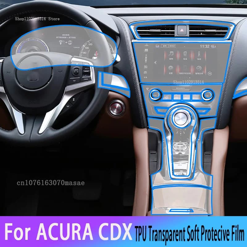 For ACURA CDX 2022-2024 Car Interior Sticker Gear panel Dashboard GPS Navigation Screen Transparent TPU Protective Film