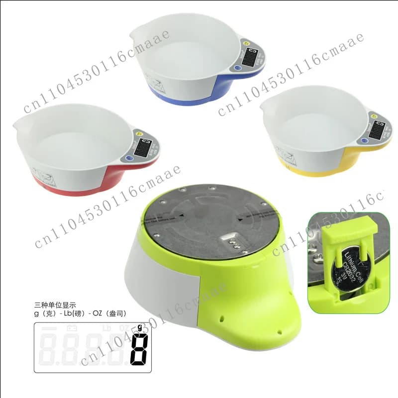 5Kg Kitchen Scale with Bowl High Definition LCD Screen High Precision Electronic Scale Pet Feeding Weighing, Home Baking