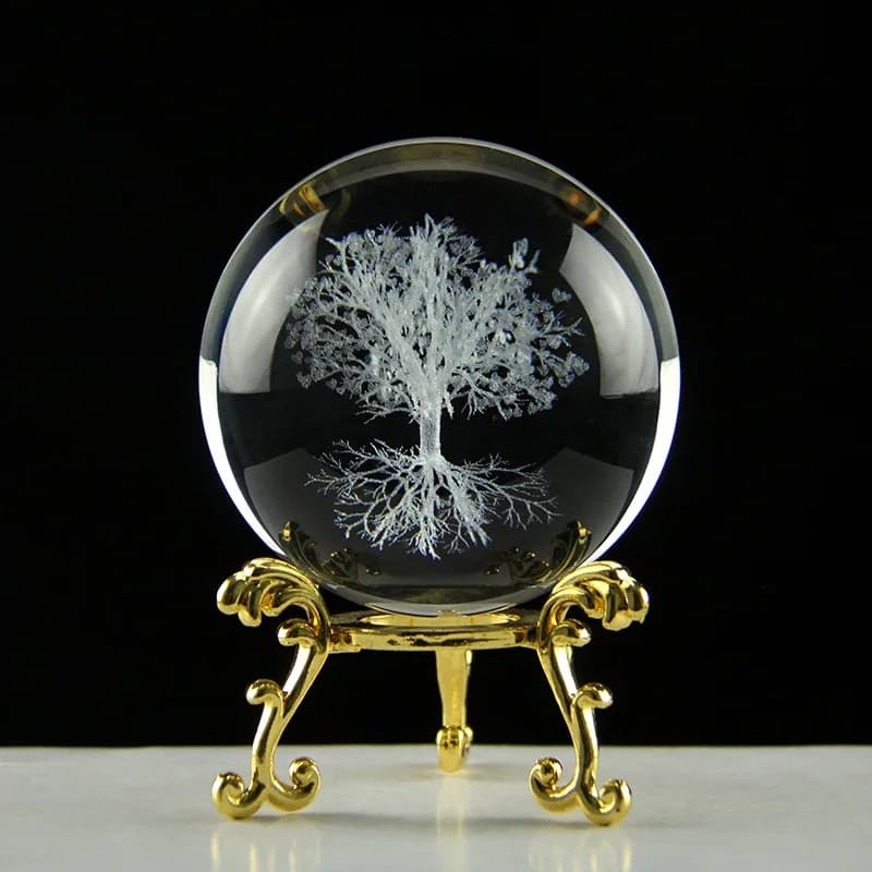 Tree of life Crystal Ball 3D laser engraved Model Glass Sphere Plant Life Tree Gift Souvenir Globe Home Decoration