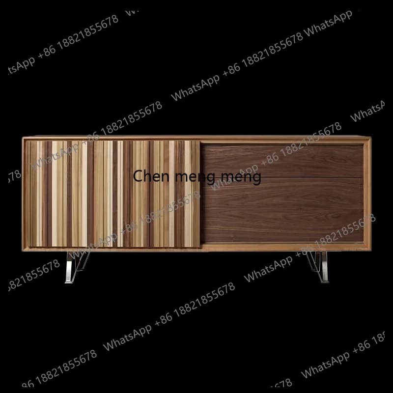 E136Nordic solid wood sliding door dining side cabinet, minimalist, luxury storage cabinet