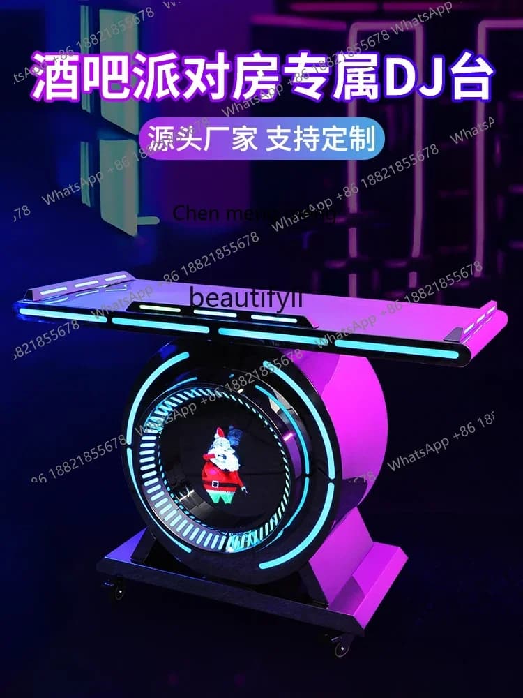 ss7486 Bar DJ Disc Table Luminous Mobile Customizable Logo Nightclub Party Room Box Stainless Steel Disc Machine