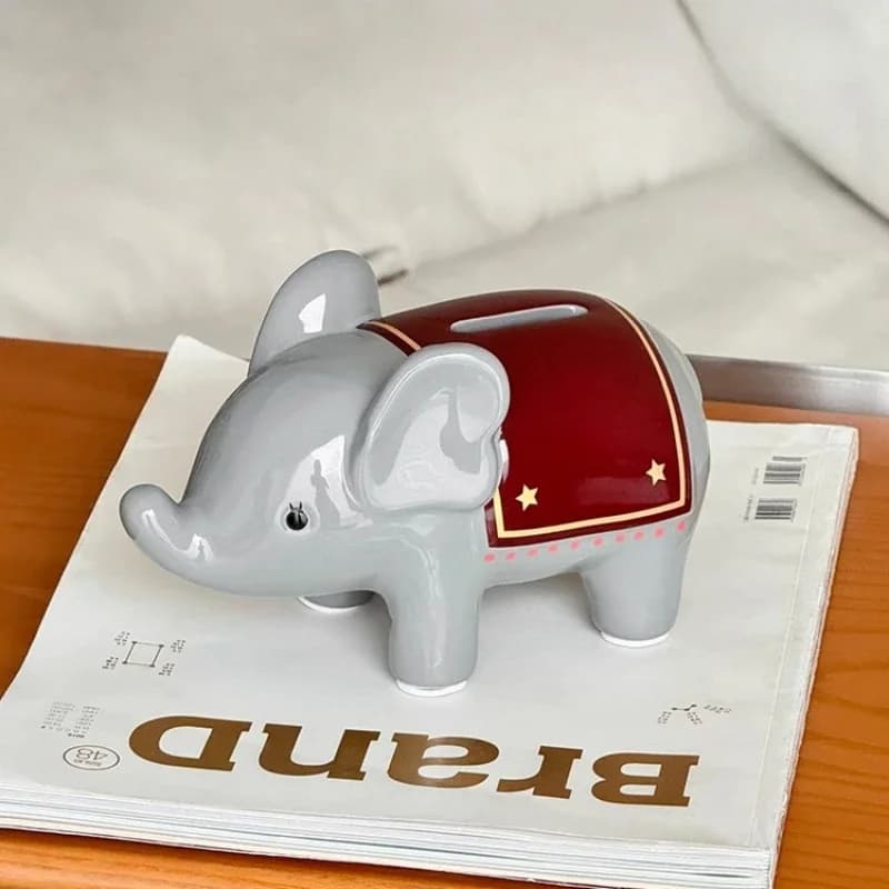 Walala﻿ Elephant piggy bank ornaments,animal statue,cute children's piggy bank,handmade ceramic crafts,creative birthday gifts