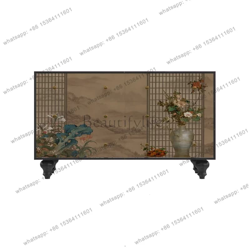 New Chinese retro solid wood storage locker living room decoration bedroom bedside cabinet