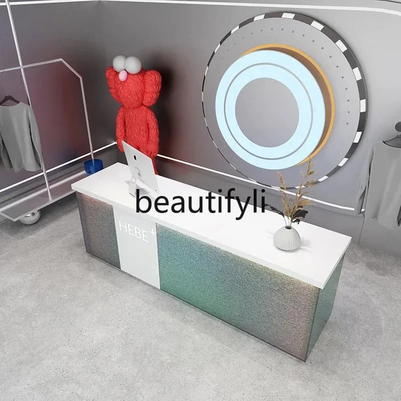 A176  Commercial paint front desk Reception desk Curved clothing store checkout page Beauty salon Bar
